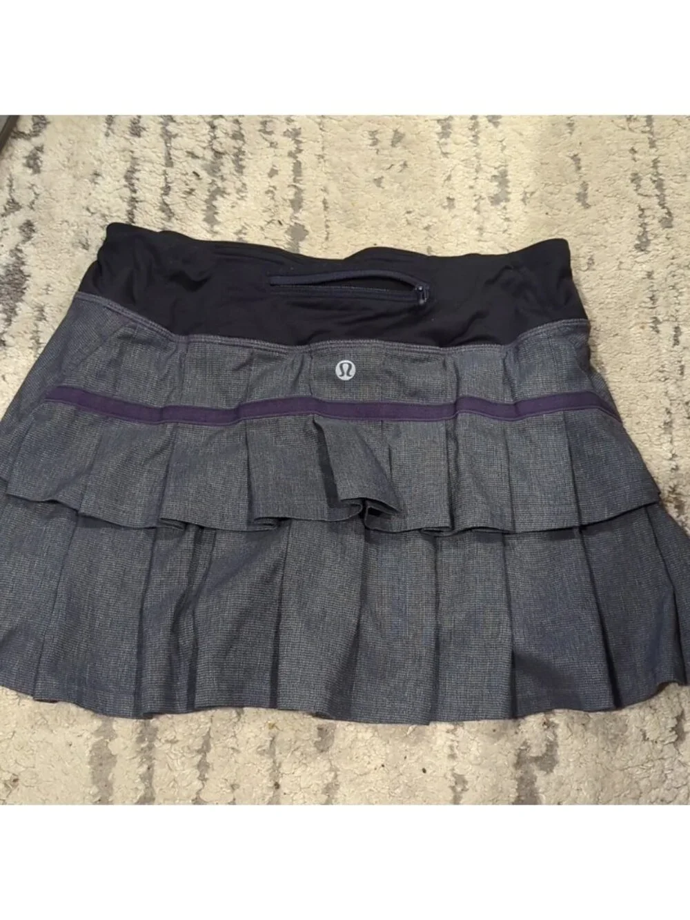 Lululemon Run: Pace Setter Skirt Heathered deep coal and black and indigo